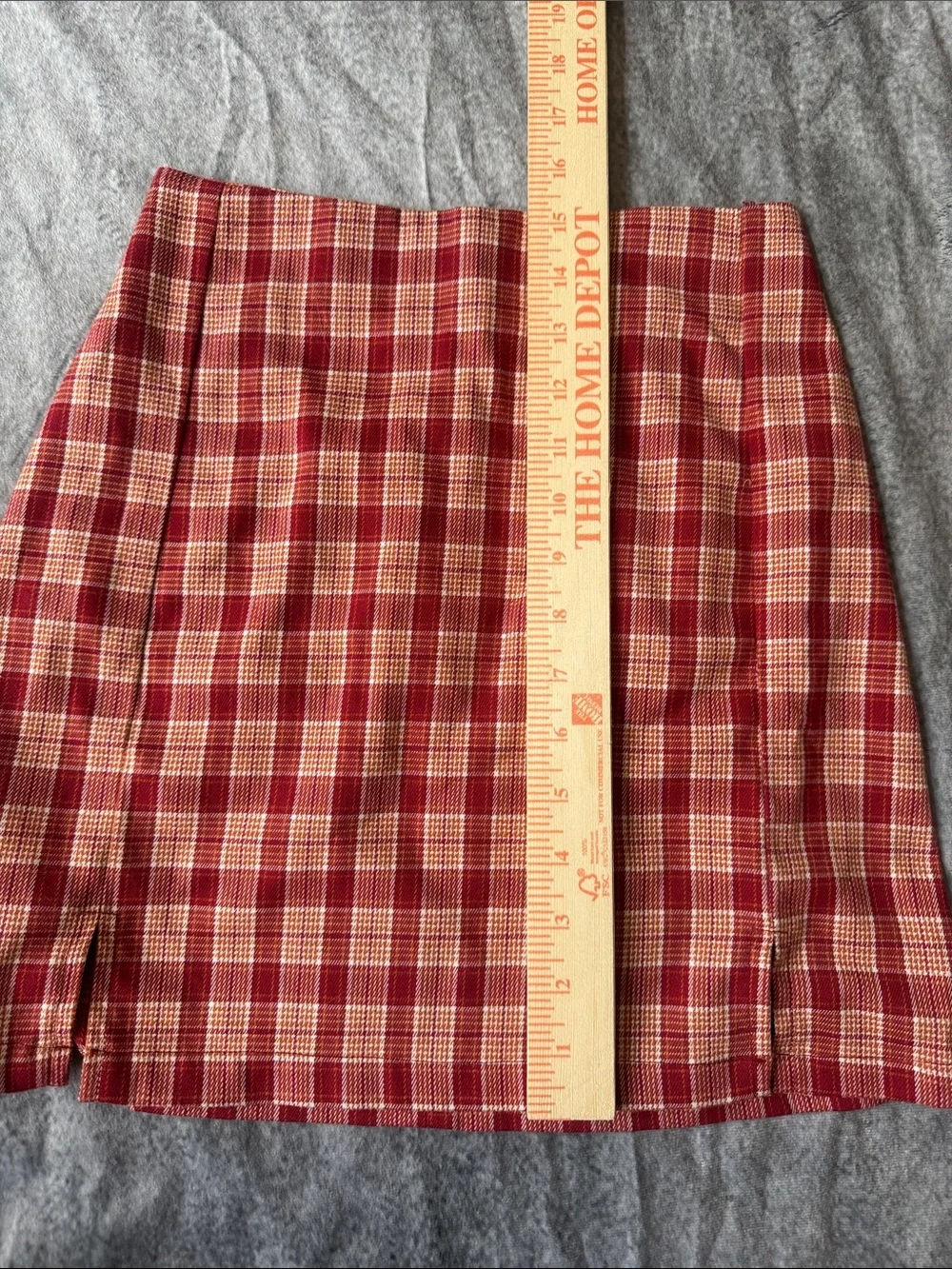 Brandy Melville Red and Cream Plaid Mini Skirt
